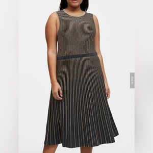 SOLD - Banana Republic Shimmery Striped Black & Gold Knit Sweater Holiday Dress